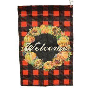 Pumpkins and Sunflowers Welcome 12 x 18 inch Double Sided Burlap Garden Flag